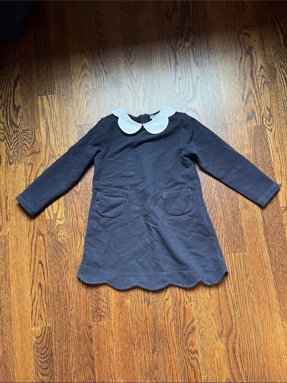 Jacadi Girls Navy Dress with White Peter Pan Collar - Classic Kids Dress